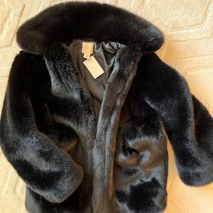 BLACK FAUX FUR COAT